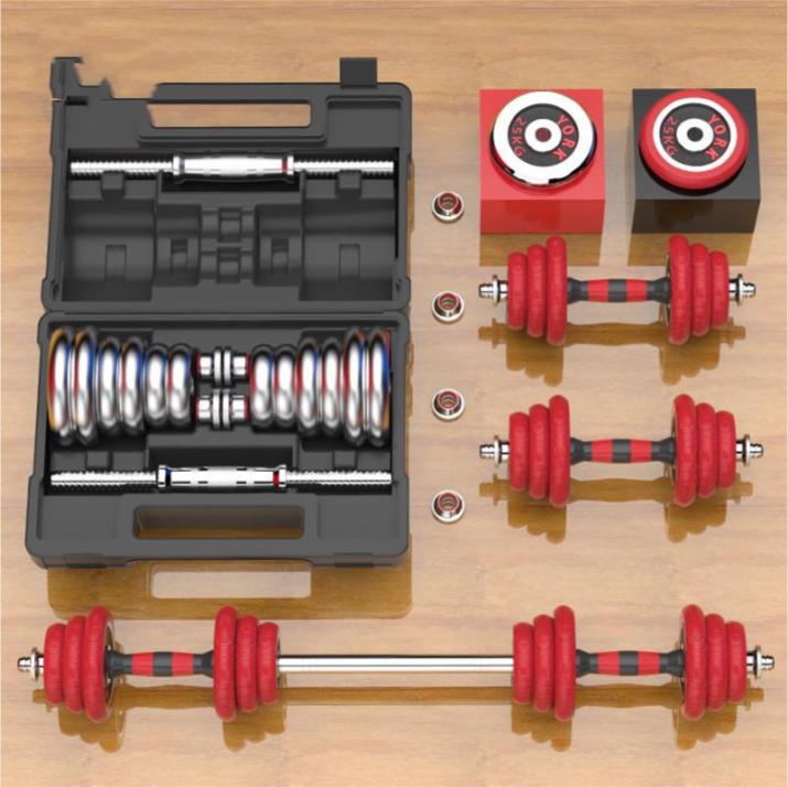 4-in-1 Adjustable Dumbbell Set — Dumbbell, Barbell, Push-Up Stand, and Weight Plate